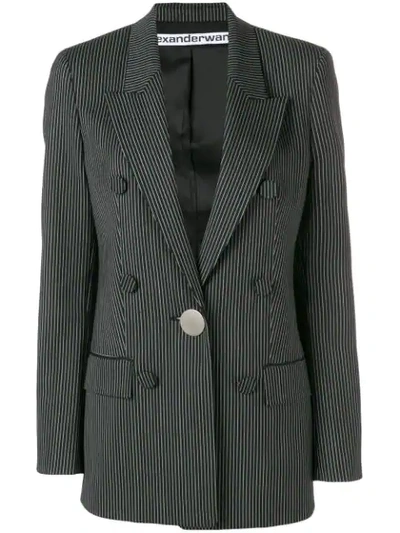 Alexander Wang Striped Double-breasted Blazer In Black