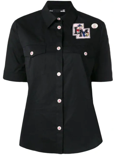 Love Moschino College Doll Patch Shirt In Black