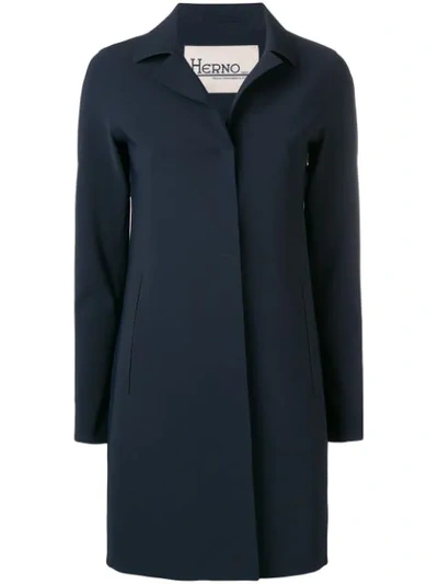 Herno Concealed Front Coat In Blue