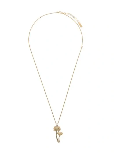 Saint Laurent Palm Tree Pendant Necklace In Gold