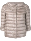 Herno 3/4 Sleeve Padded Jacket In Neutrals