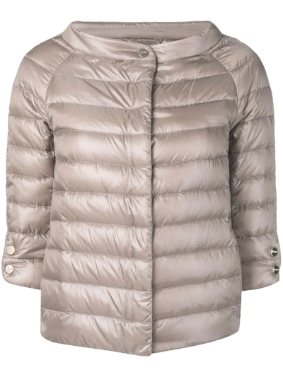 Herno 3/4 Sleeve Padded Jacket In Neutrals