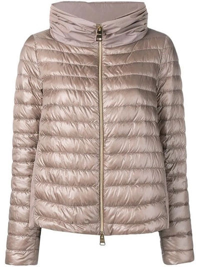 Herno Contrast Panels Padded Jacket In Neutrals