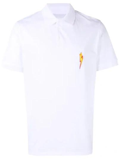 Neil Barrett Thunderbolt Polo Shirt In White