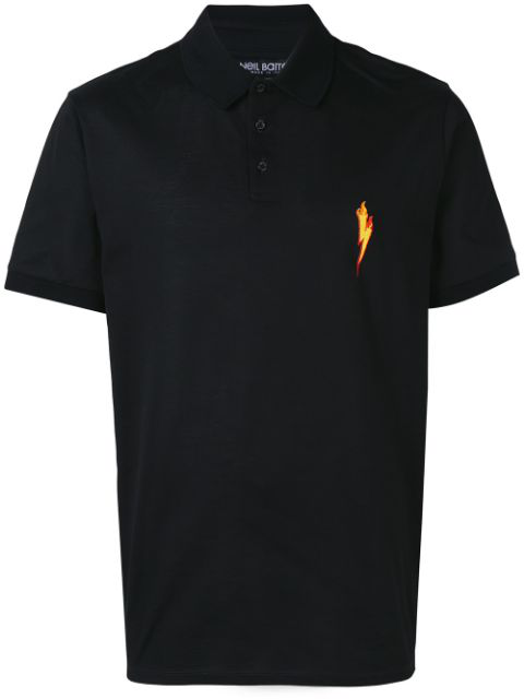 Neil Barrett Thunderbolt Polo Shirt In Black | ModeSens