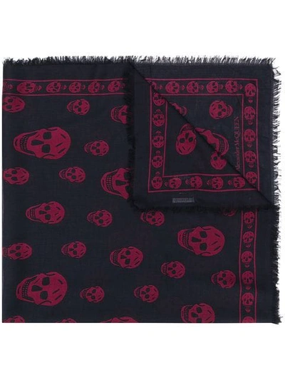 Alexander Mcqueen Skull Print Scarf In Blue