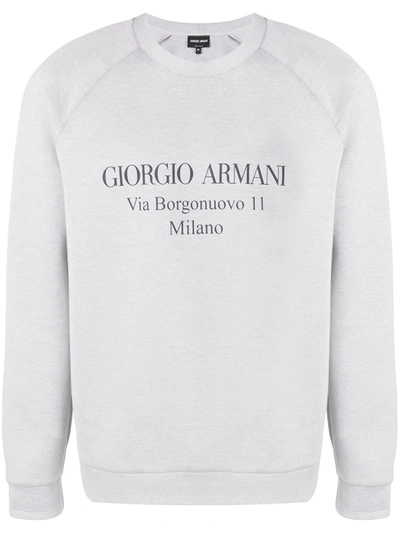 Giorgio Armani Logo Cotton Sweatshirt In Grey