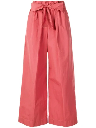 Forte Forte Belted Wide Leg Trousers In Pink