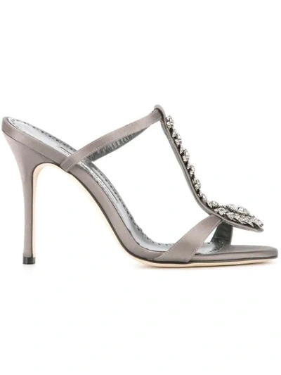 Manolo Blahnik Eridaniasan 105 Mules In Grey