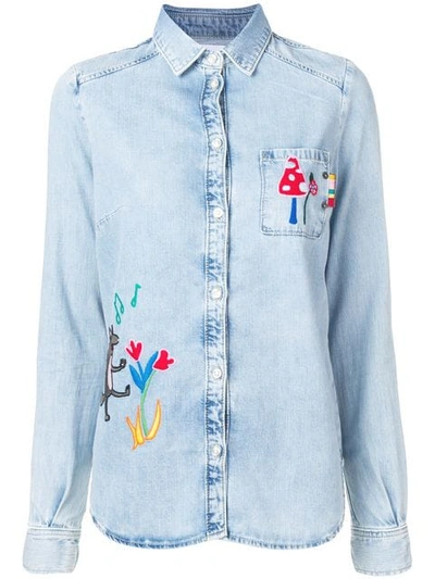 Mira Mikati Fairytale Embroidered Denim Shirt In Blue