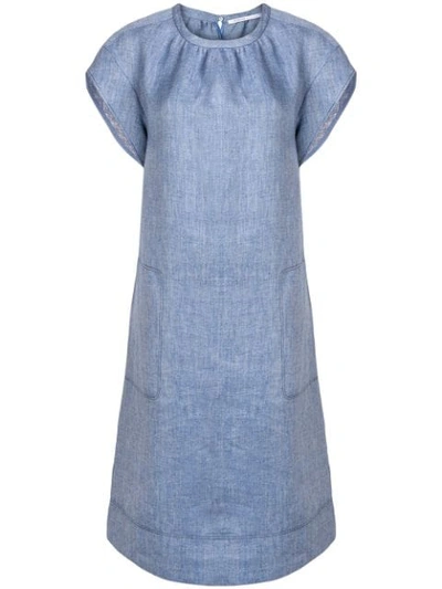 Agnona Midi Denim Look Dress In Blue