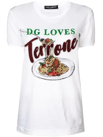 Dolce & Gabbana Pasta Graphic T-shirt In White