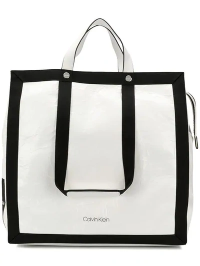 Calvin Klein Large Logo Tote Bag In White