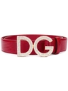 Dolce & Gabbana Embellished Logo Buckle Belt In Red