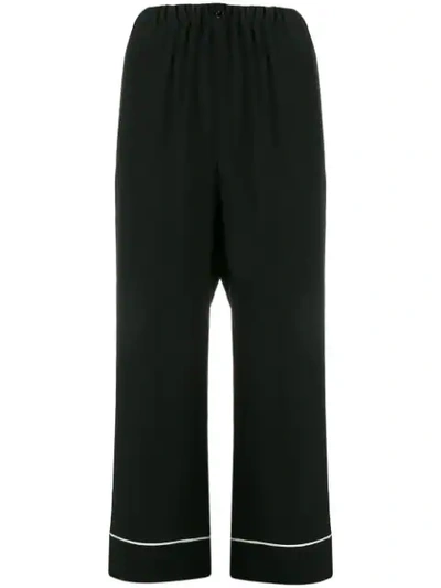 Fendi Contrast Piping Cropped Trousers In Black