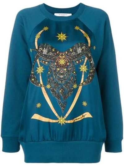 Givenchy Front Printed Sweatshirt In Blue
