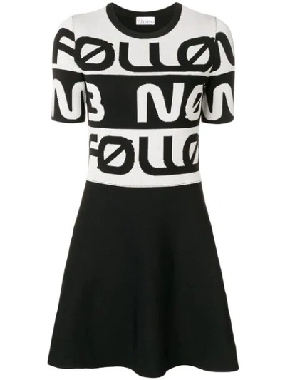 Red Valentino Follow Me Now Jacquard Stretch Dress In Black
