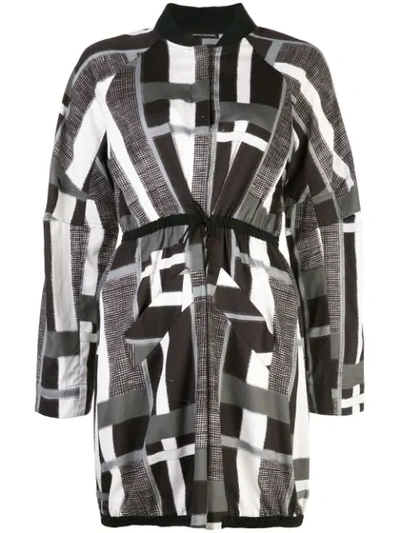 Josie Natori Taisho Stripe Drawstring Jacket In Black