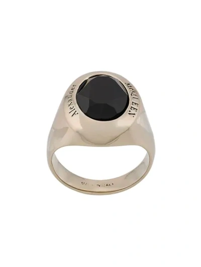 Alexander Mcqueen Stone Ring In Black