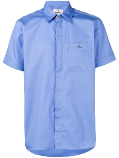 Vivienne Westwood Logo Embroidered Shirt In Blue