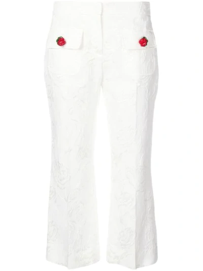 Dolce & Gabbana Embroidered Floral Cropped Trousers In White