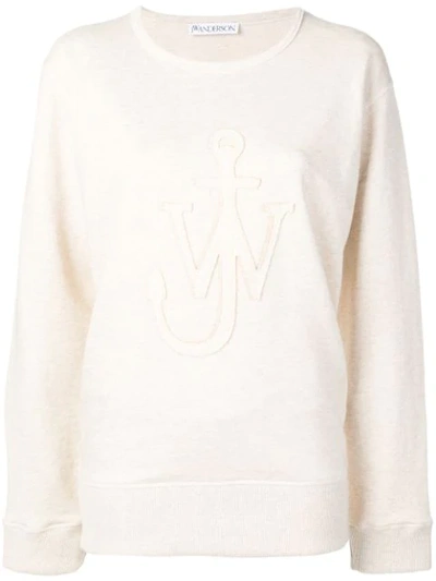 Jw Anderson Logo Melange Sweatshirt In Neutrals