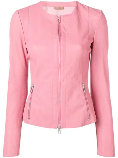 Drome Fitted Leather Jacket In Pink