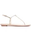 Prada Laminated Flat Sandals - Metallic
