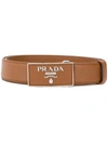 Prada Logo Buckle Belt - Brown
