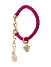 Versace Medusa Charm Leather Bracelet In Pink
