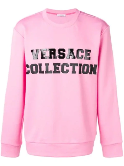 Versace Logo Sweatshirt In Pink