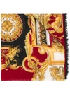 Versace Barocco Print Scarf In Red