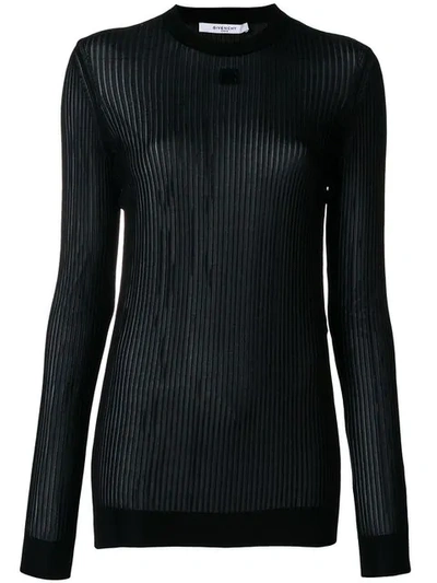 Givenchy Sheer Longsleeved Jersey In Black