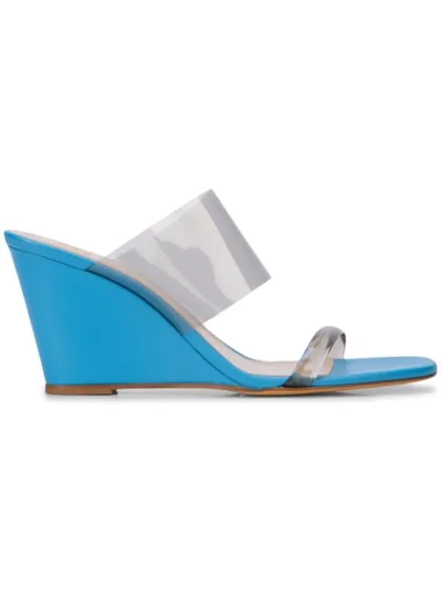 Maryam Nassir Zadeh Olympia Patent Leather Wedge Sandals In Blue