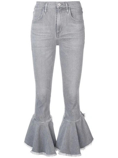 Citizens Of Humanity Cropped Ruffled Jeans In Grey
