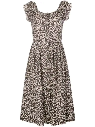 Sea Lottie Leopard-print Midi Dress In Natural
