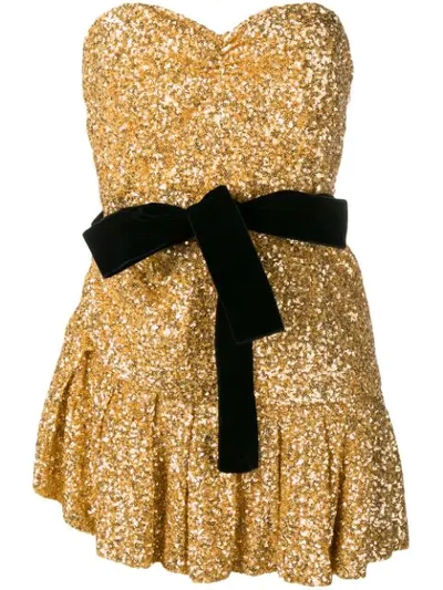 Attico Sequined Mini Dress In Oro