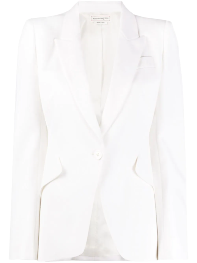 Alexander Mcqueen Single-breasted Peaked Lapels Blazer In White