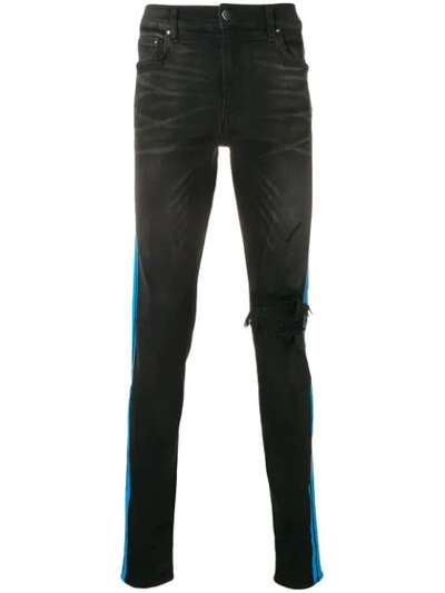 Amiri Blue Stripe Skinny Jeans In Black
