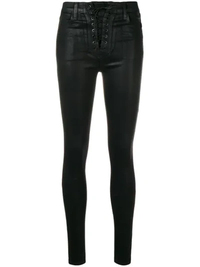 J Brand X Steph Shep Coated Vendetta Skiny Trousers In Black