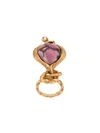 Saint Laurent Large Knot Stone And Pearl Ring In Gold