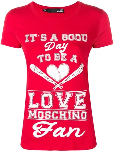 Love Moschino Quote Print T In Red