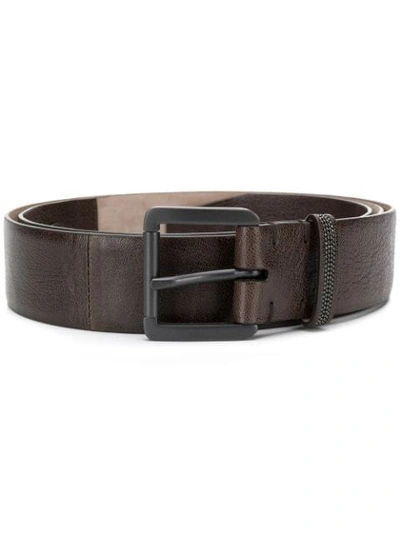 Brunello Cucinelli Metal Buckle Leather Belt In Brown