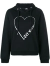 Love Moschino Logo Heart Hoodie In Black