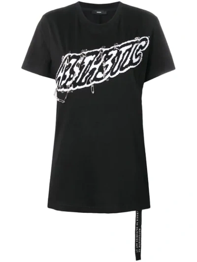Diesel Aesthetic Safety Pin T-shirt In Black