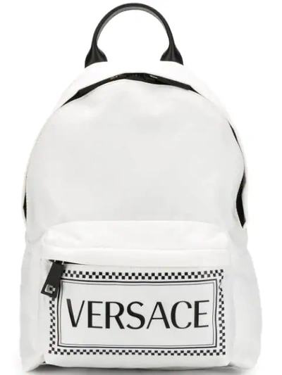 Versace Printed Classic Backpack In White