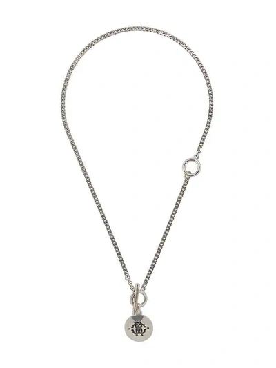 Roberto Cavalli Logo Charm Necklace In Silver