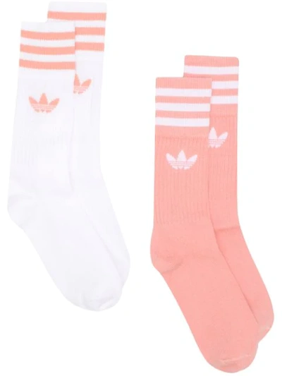 Adidas Originals Set Of Two Crew Socks In Pink