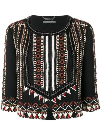 Alberta Ferretti Bead Embroidered Jacket In Black