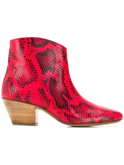 Isabel Marant Dacken Leather Ankle Boots In Red